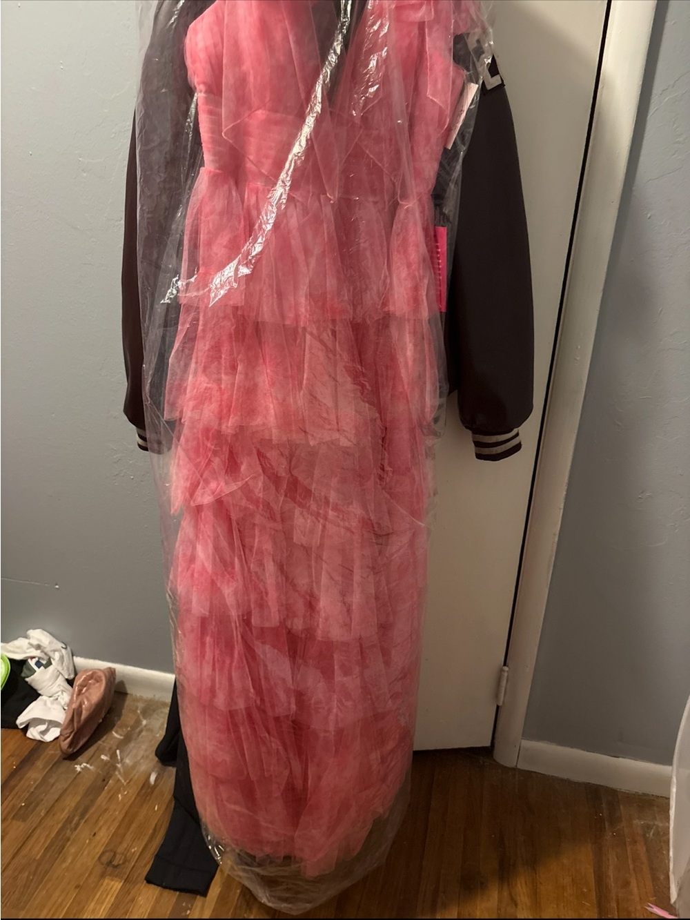 Pink Layered Tulle Formal Dress - Elegant Ruffled Gown